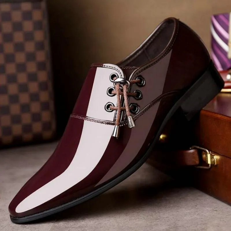 Men's Breathable Leather Shoes With Pointed Toe