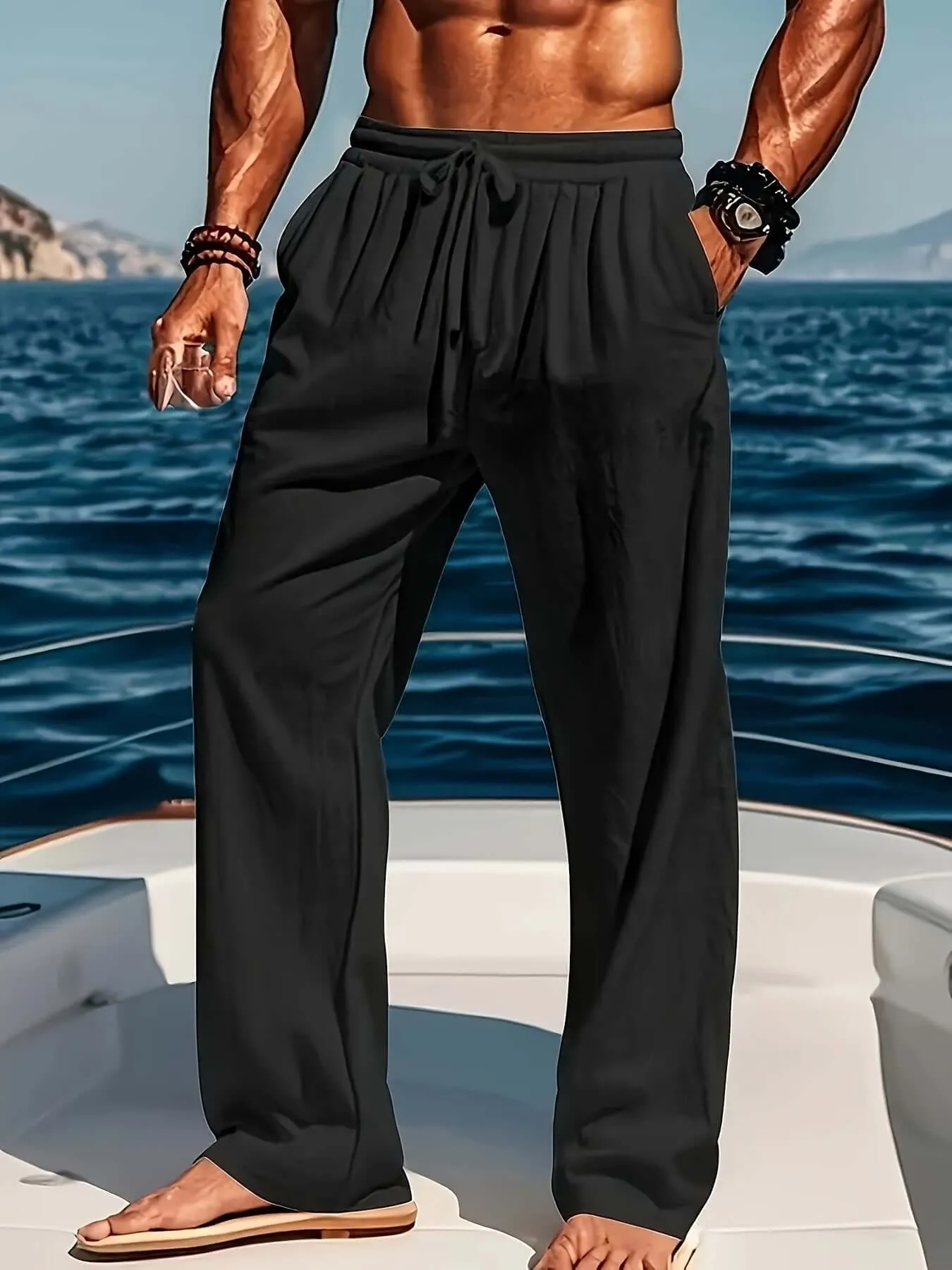 Men's Casual Loose Fit Trousers: Breathable & Comfortable