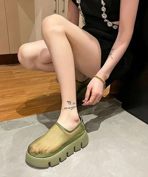 New White Women Platform Tulle Breathable Loafer Shoes AP1055