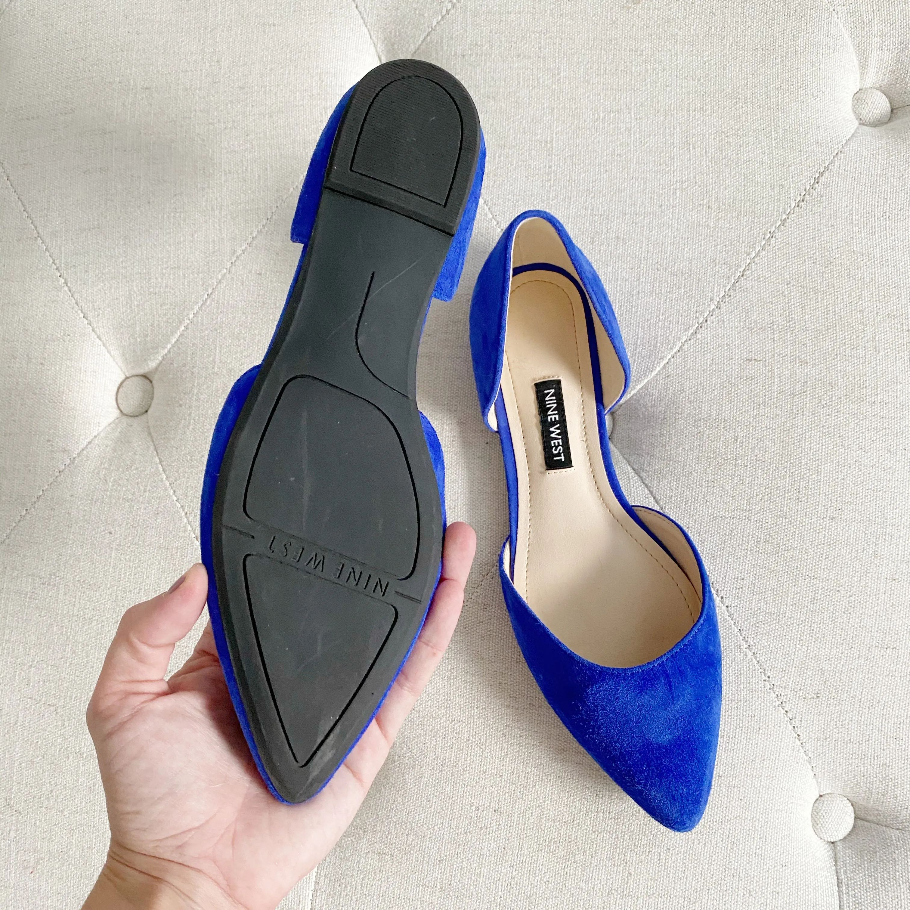Nine West Blue Velvet Pointed Ballet Flats 6