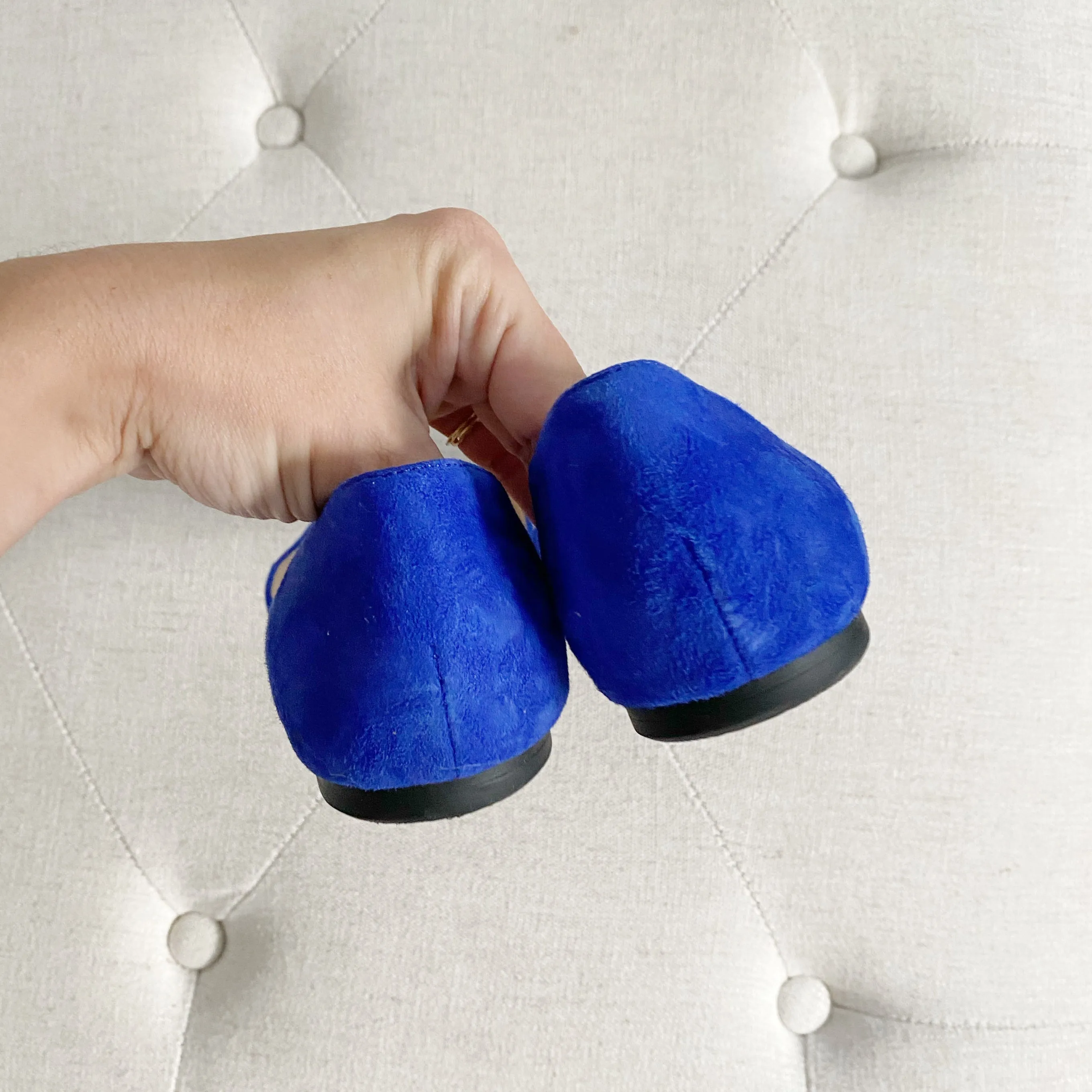 Nine West Blue Velvet Pointed Ballet Flats 6