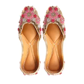 Pink Floral Embellished Women Jutti | Festive & Wedding Apt