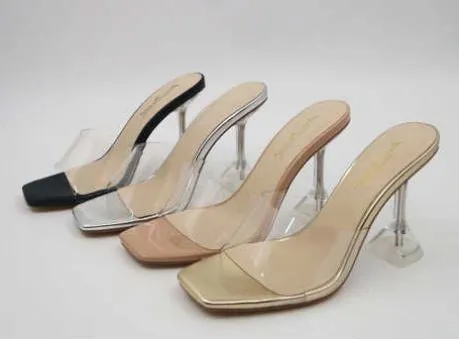 "Courtney" Clear Silver Heels