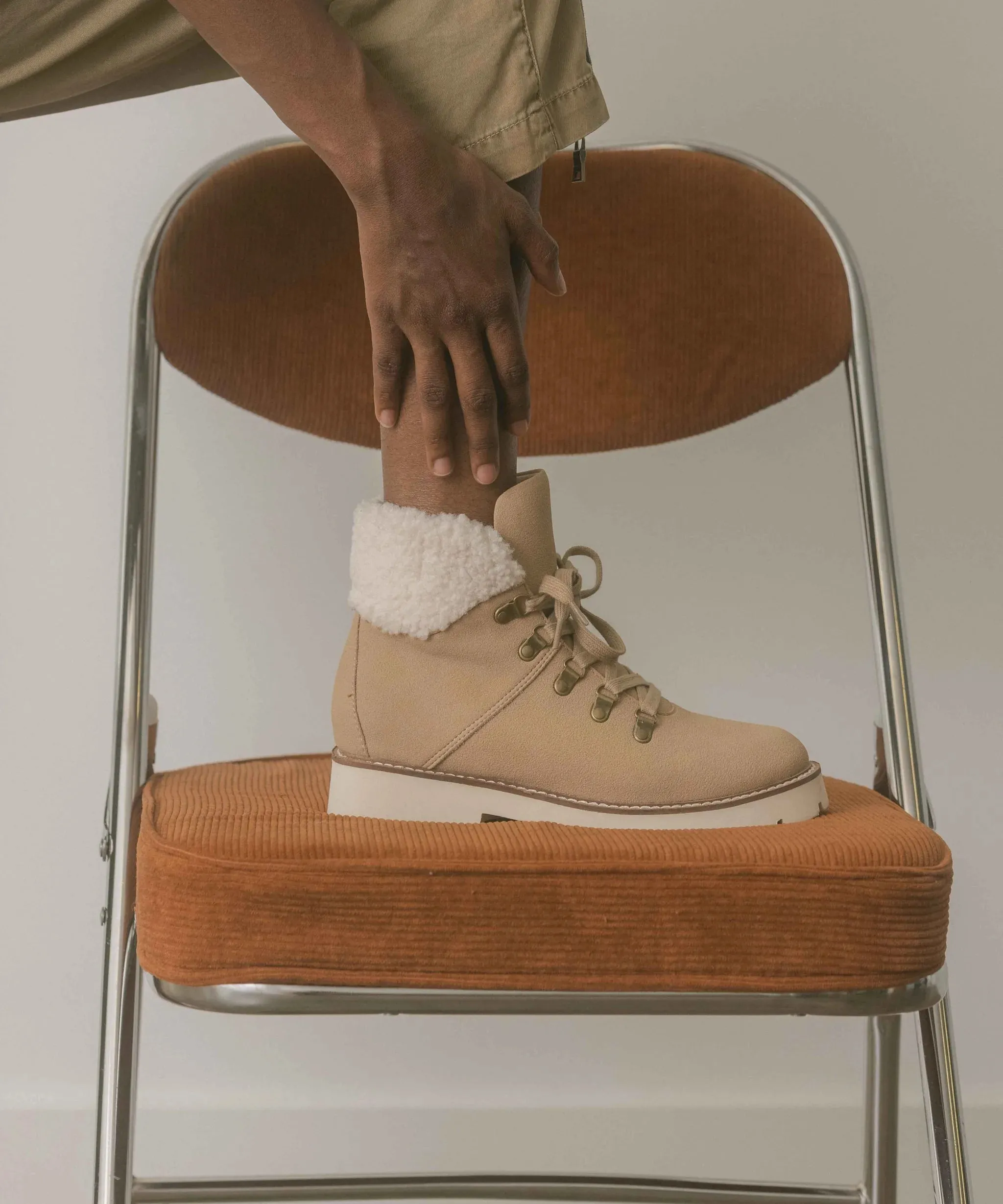 Rory Faux Fur Bootie in Khaki