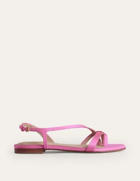 Satin Toe Loop Flat Sandals-Festival Pink Satin