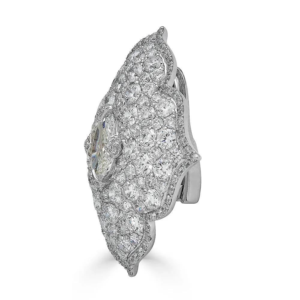 Sculptural Diamond Flower Earrings