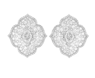 Sculptural Diamond Flower Earrings