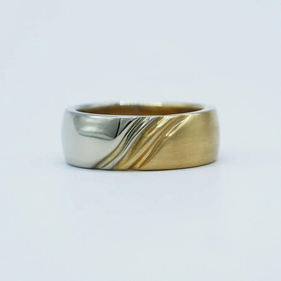 Sculptural Two Tone 14K Gold Ring