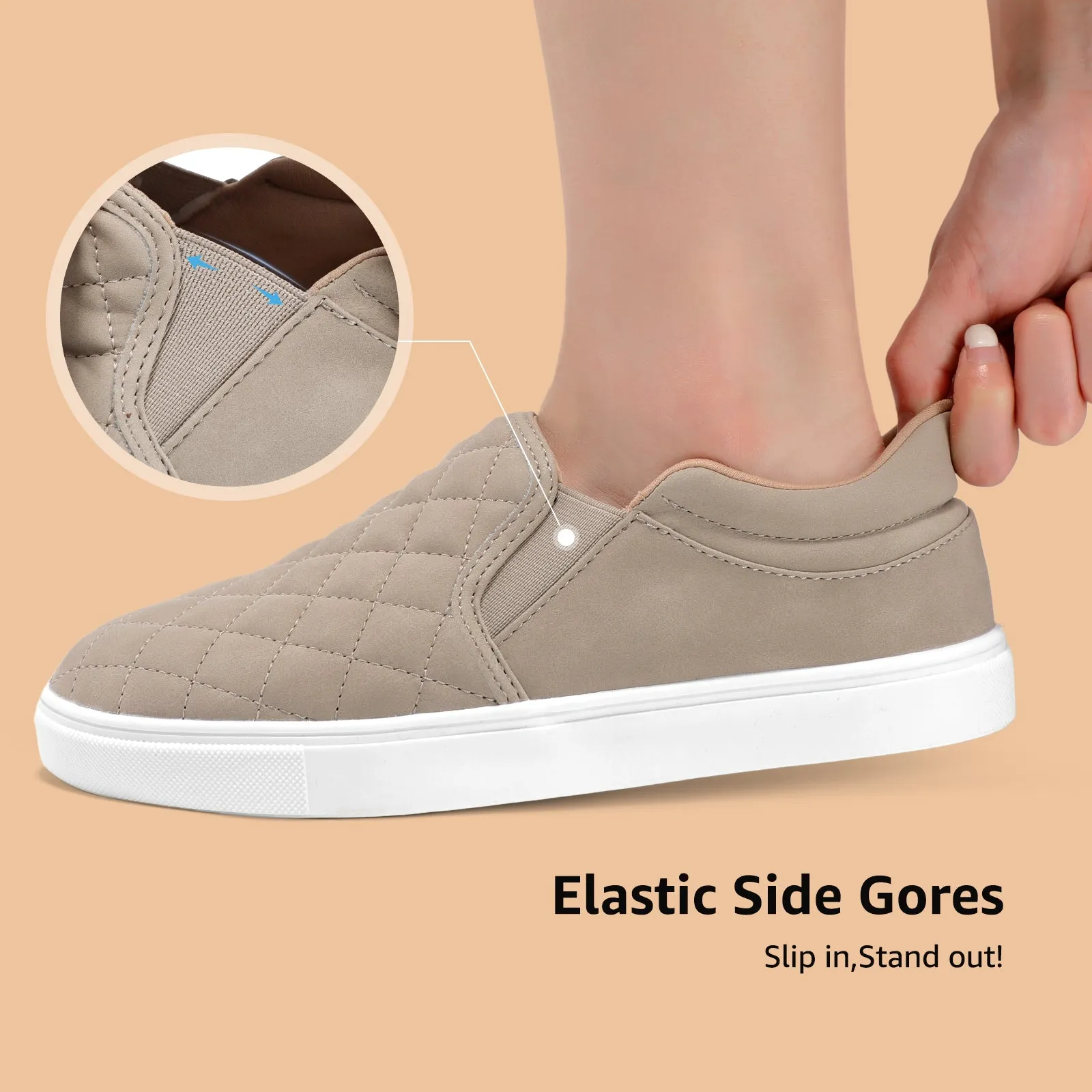 STQ Slip On Shoes for Women Fashion Sneakers Elees Quilted 2.0 Comfort Casual Fall Loafers