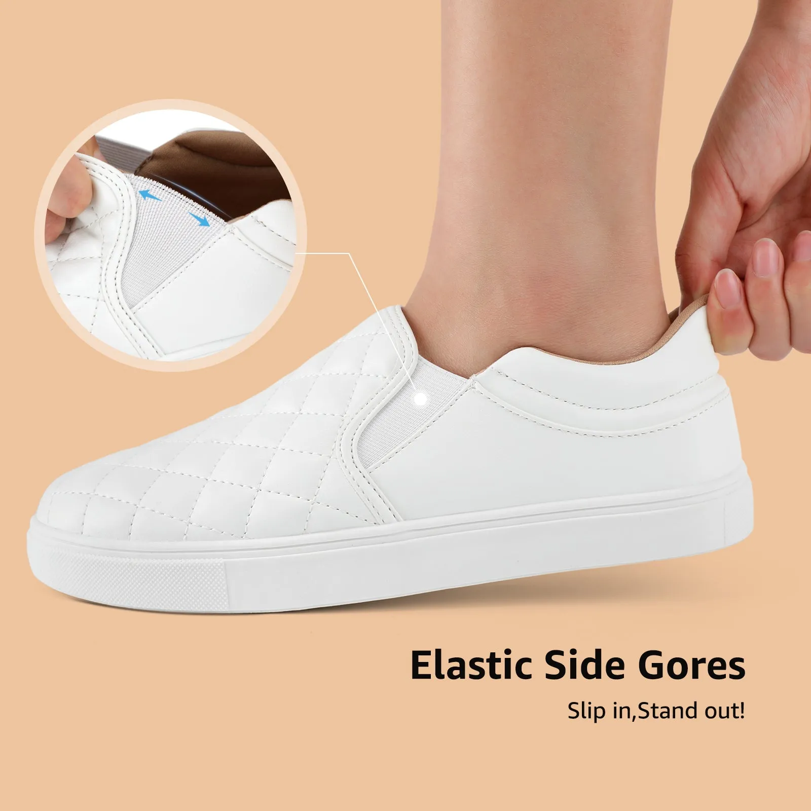 STQ Slip On Shoes for Women Fashion Sneakers Elees Quilted 2.0 Comfort Casual Fall Loafers