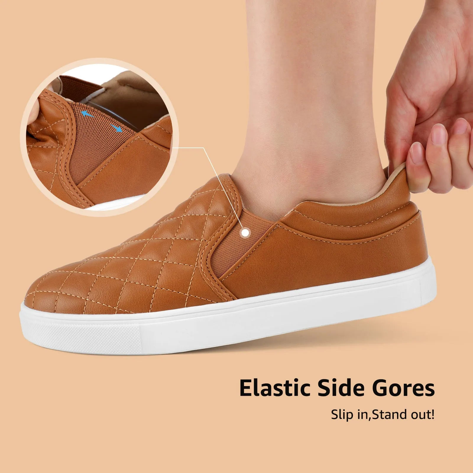 STQ Slip On Shoes for Women Fashion Sneakers Elees Quilted 2.0 Comfort Casual Fall Loafers