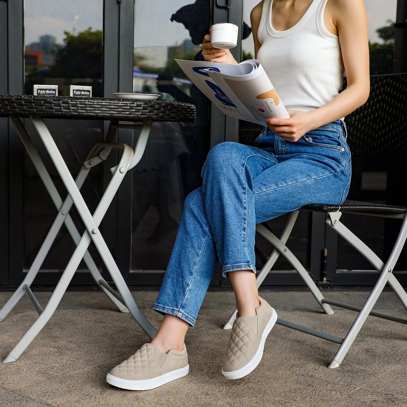 STQ Slip On Shoes for Women Fashion Sneakers Elees Quilted 2.0 Comfort Casual Fall Loafers
