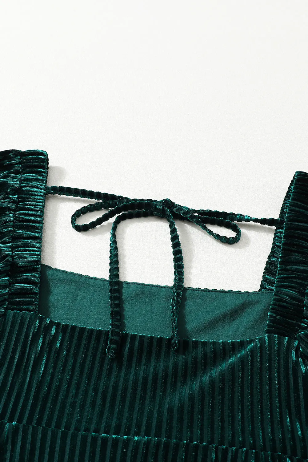 Tie Back Square Neck Velvet Babydoll Dress