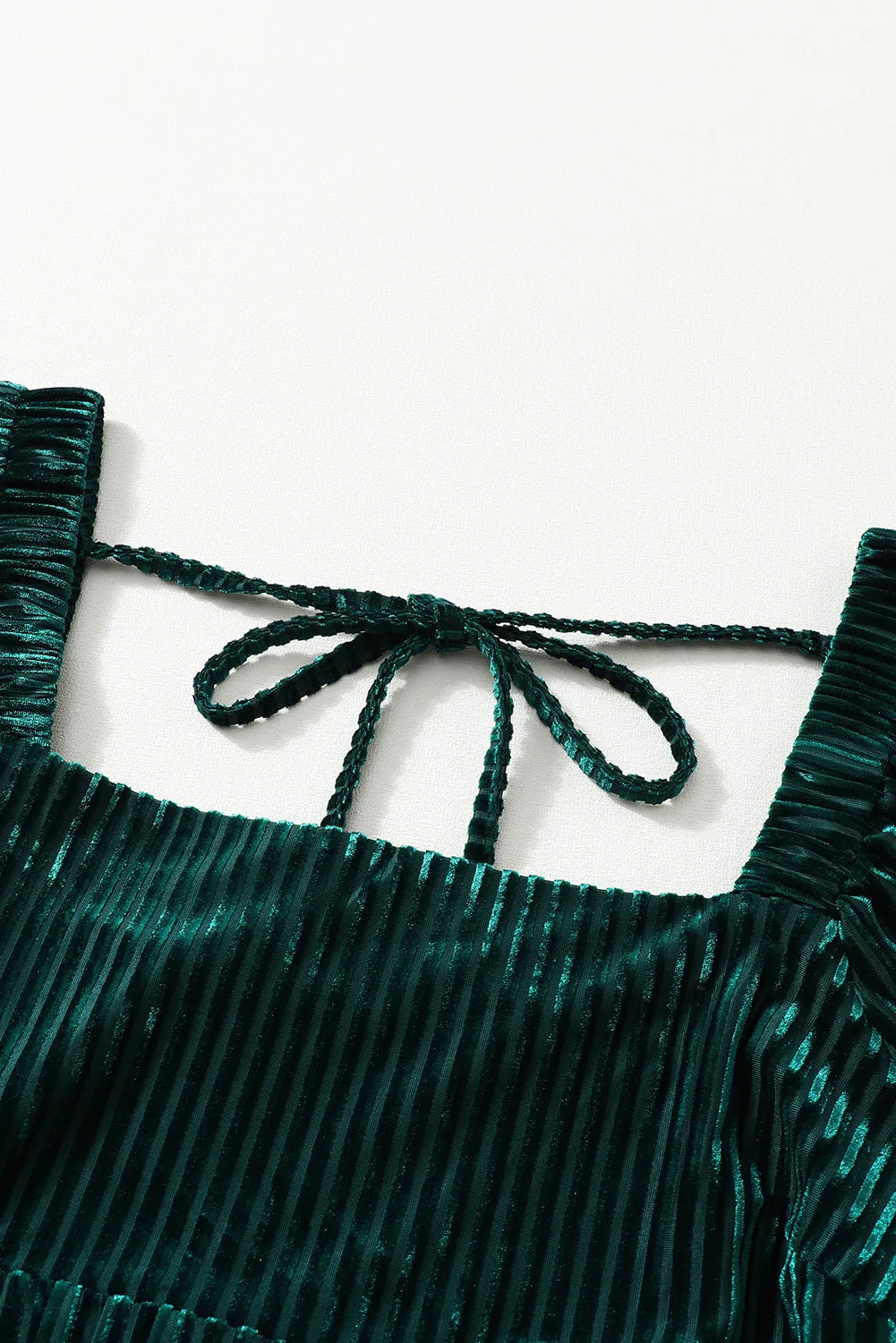 Tie Back Square Neck Velvet Babydoll Dress