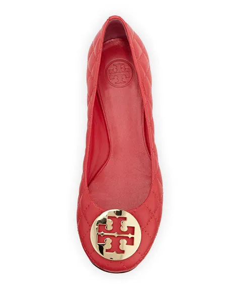 TORY BURCH QUINN QUILTED BALLERINA FLAT IN CARNIVAL PINK