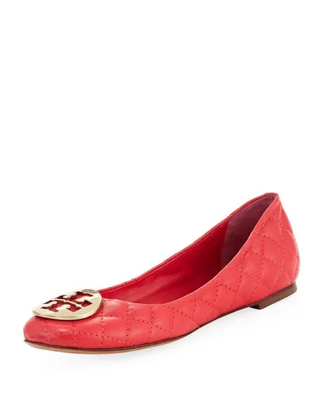 TORY BURCH QUINN QUILTED BALLERINA FLAT IN CARNIVAL PINK