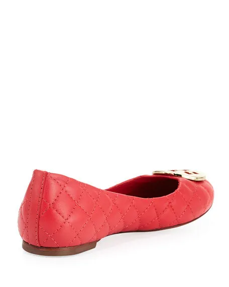 TORY BURCH QUINN QUILTED BALLERINA FLAT IN CARNIVAL PINK