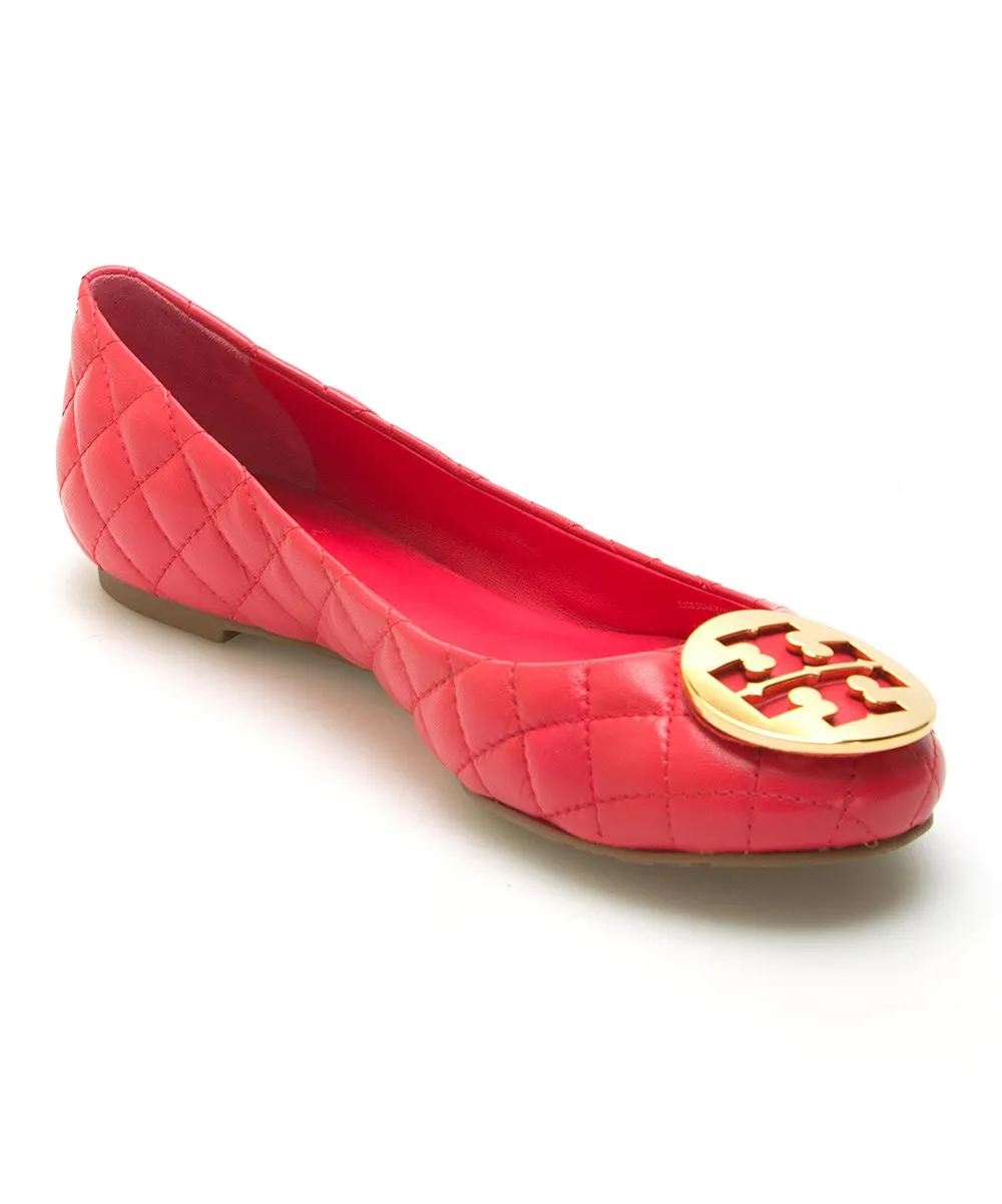 TORY BURCH QUINN QUILTED BALLERINA FLAT IN CARNIVAL PINK
