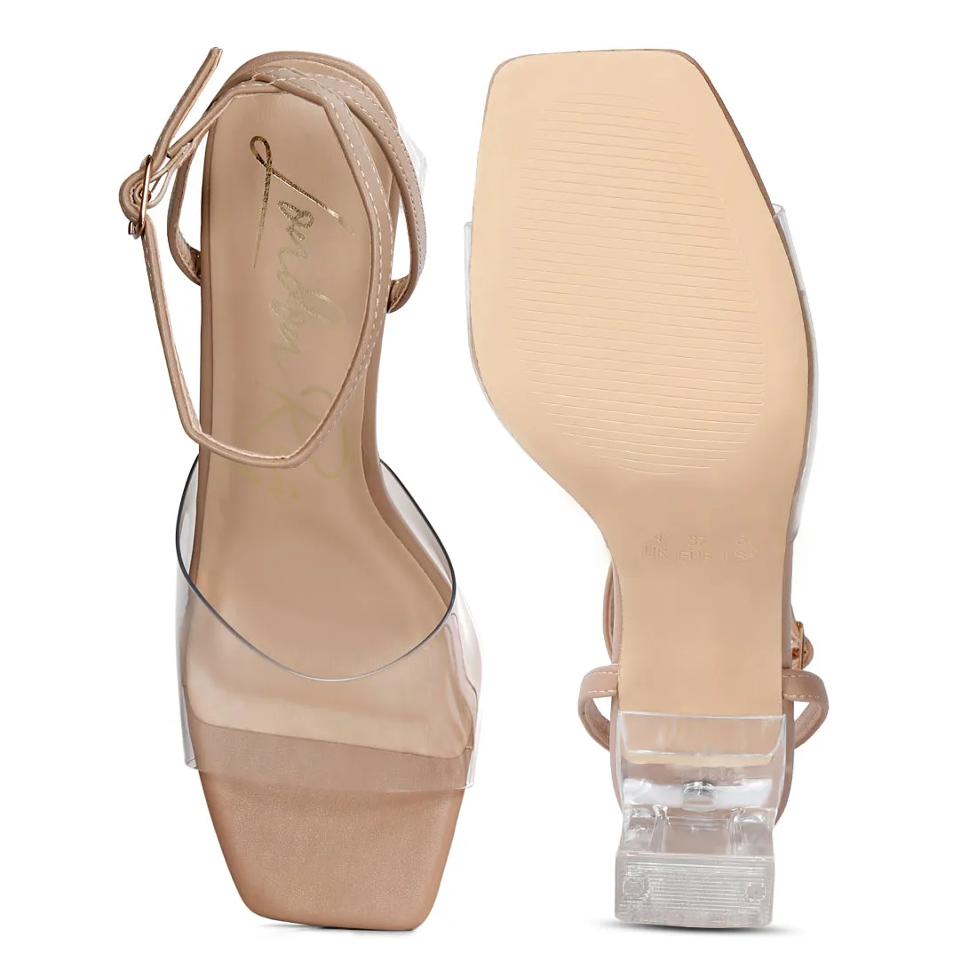 Twinkle Clear Block Heel Sandal