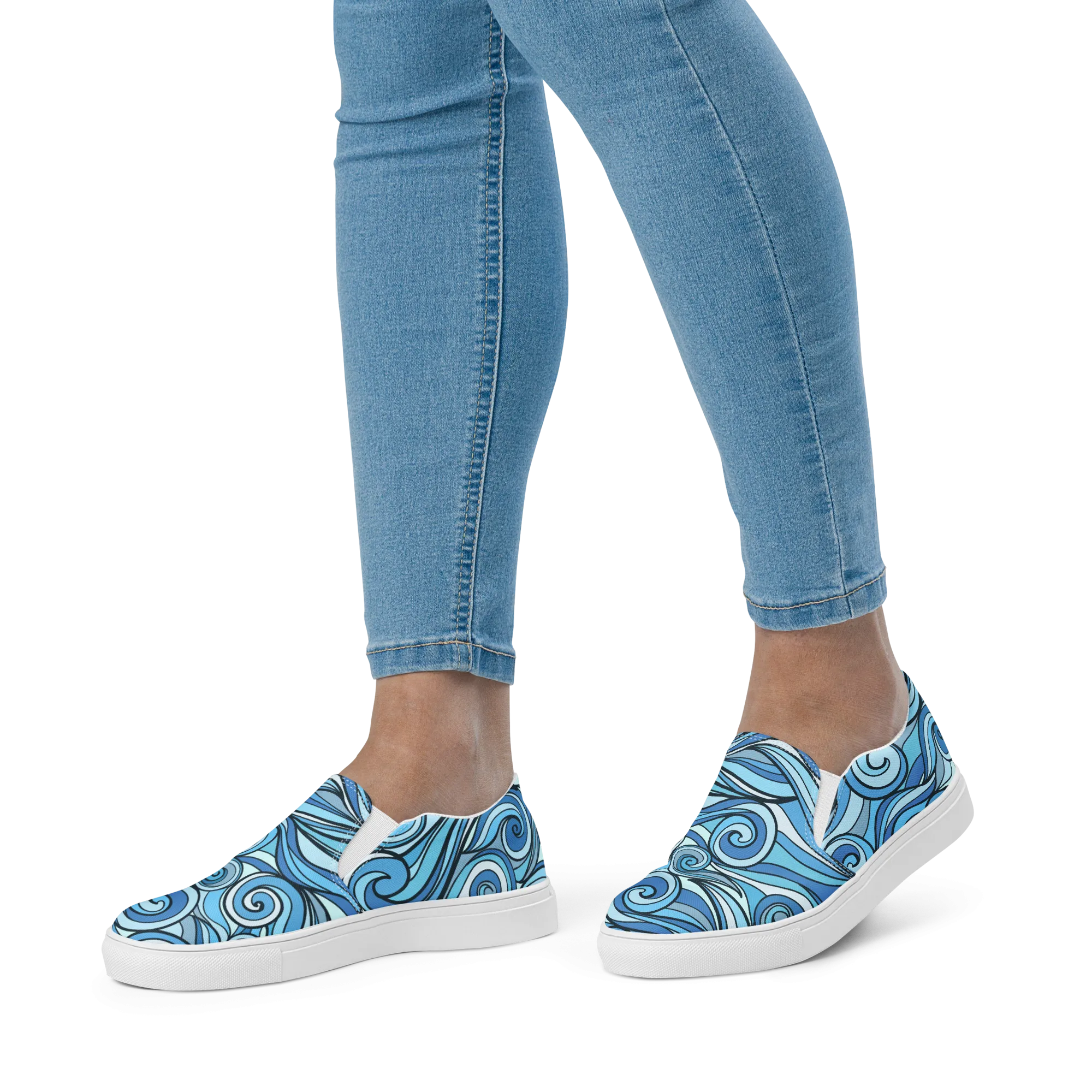 Women’s slip-on canvas shoes - Blue Waves